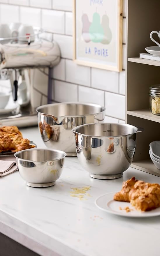 Precision Craft Mixing Bowl Set of 3 1.5L/2L/3L Elevate Your Culinary Experience Stylish Nesting Bowls for Effortless Cooking and Baking