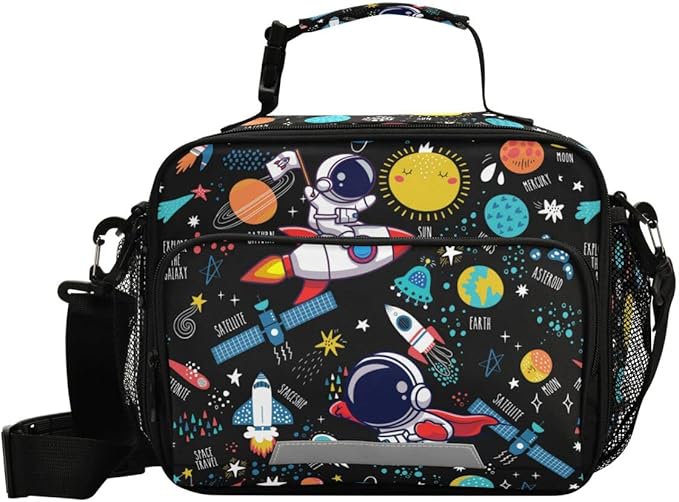 MNSRUU Lunch Bag Space Astronaut Insulated Lunch Bag Women Lunch Totes Men Lunch Box with Adjustable Shoulder Strap Lunch Bag for Work Office School Picnic