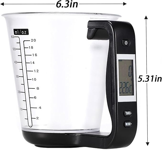 1Pcs Digital kitchen Electronic Measuring Cup Scale Household Jug Scales with LCD Display Temp Measurement 16x12.5x13.5cm (black)