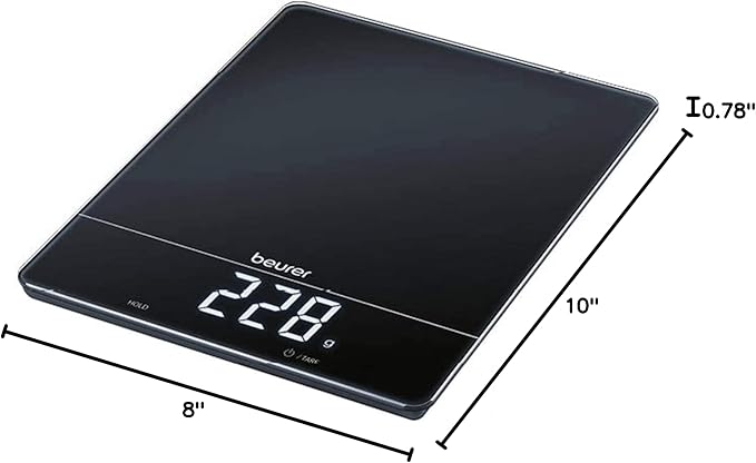 Beurer KS34 Digital Kitchen Scale - Precise Scale for Food Ounces and Grams, 33lbs Capacity, XL Weighing Platform for Meal Prep, Magic Display, Tare Function - Batteries Included - White Glass