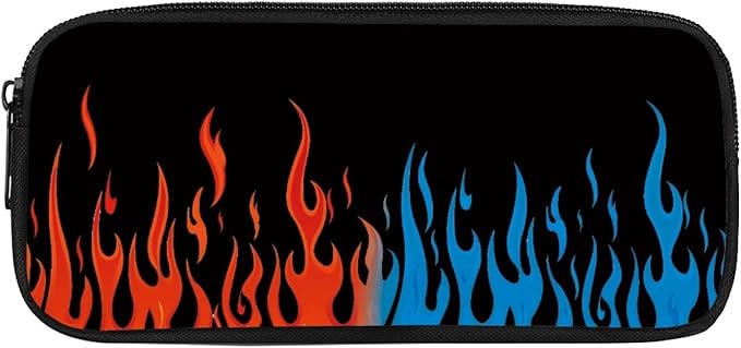 Dolyues Fire Backpack Set with Lunch Box Black Pencil Case 3 PCS Bookbag 17 Inches Waterproof College Style Backpacks Waterproof College Style Boys Cool