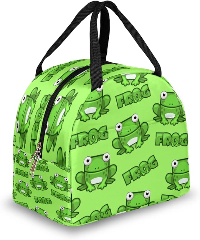 Insulated Lunch Bag for Women Men Green Frog Waterproof Thermal Tote Bag Reusable Lunch Box Container Lunch Holder Leakproof Lunch Cooler Bag Picnic Travel Work