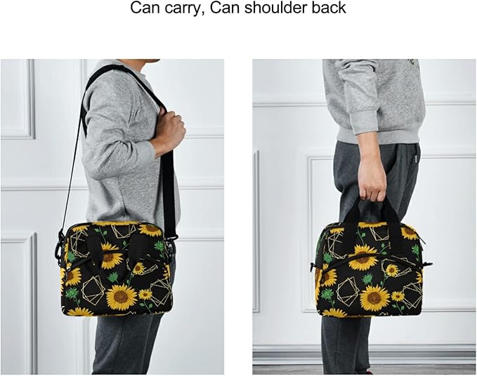 Sunflower Insulated Lunch Bag Reusable Lunch Tote Bag Cooler Bag for Women Men Adult Lunch Box with Adjustable Shoulder Strap Leakproof Lunch Bag for Work School Picnic Camping
