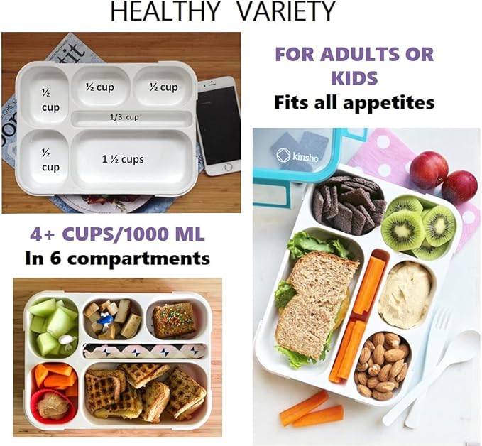 Bento Boxes with Bags and Ice Packs Set of 2. Lunch Box Snack Containers for Kids Boys Girls Adults. 6 Compartments, Leakproof Portion Container Insulated Bag for School Lunches, Pink, Purple