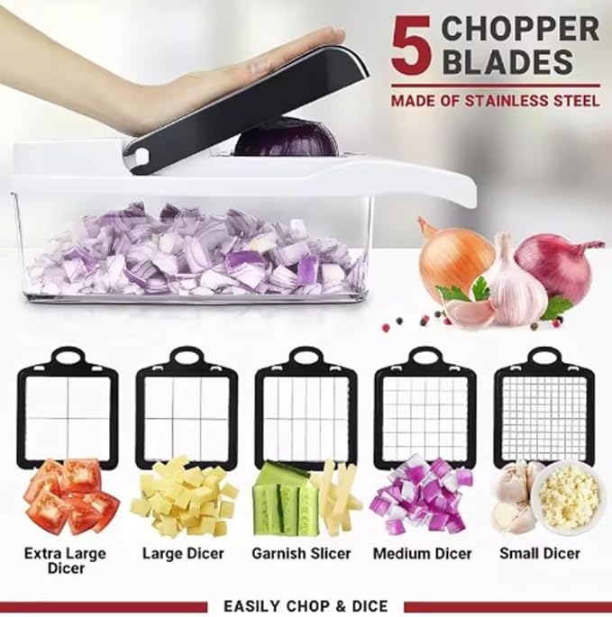 26 in 1 Ultimate Vegetable Chopper – Multi-Function Vegetable Slicer for Slice, Dice, Chop, Grate and Spiralize - Hand Kitchen Slicer for Food and Salad - Time-Saving Kitchen Essential