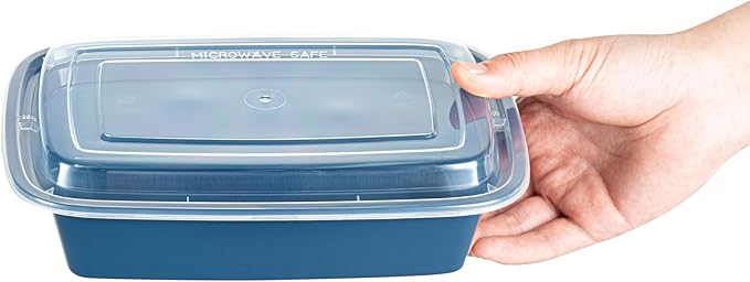 Restaurantware Asporto 38 Ounce Take Out Containers, 100 Food Containers With Lids - Microwavable, Disposable, Midnight Blue Plastic To Go Food Containers, No BPA, For Take Out And Delivery