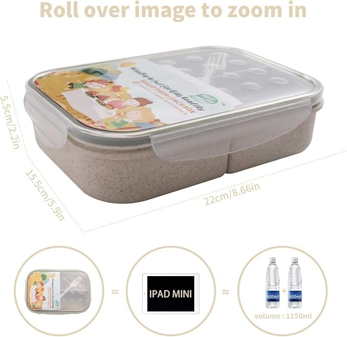 MISS BIG Bento Box, Bento Box for Kids&Adults,Ideal Leak Proof Lunch Box Kids,Mom’s Choice Kids Lunch Box, No BPAs and No Chemical Dyes,Microwave and Dishwasher Safe Lunch Containers(White M+ Blue L)
