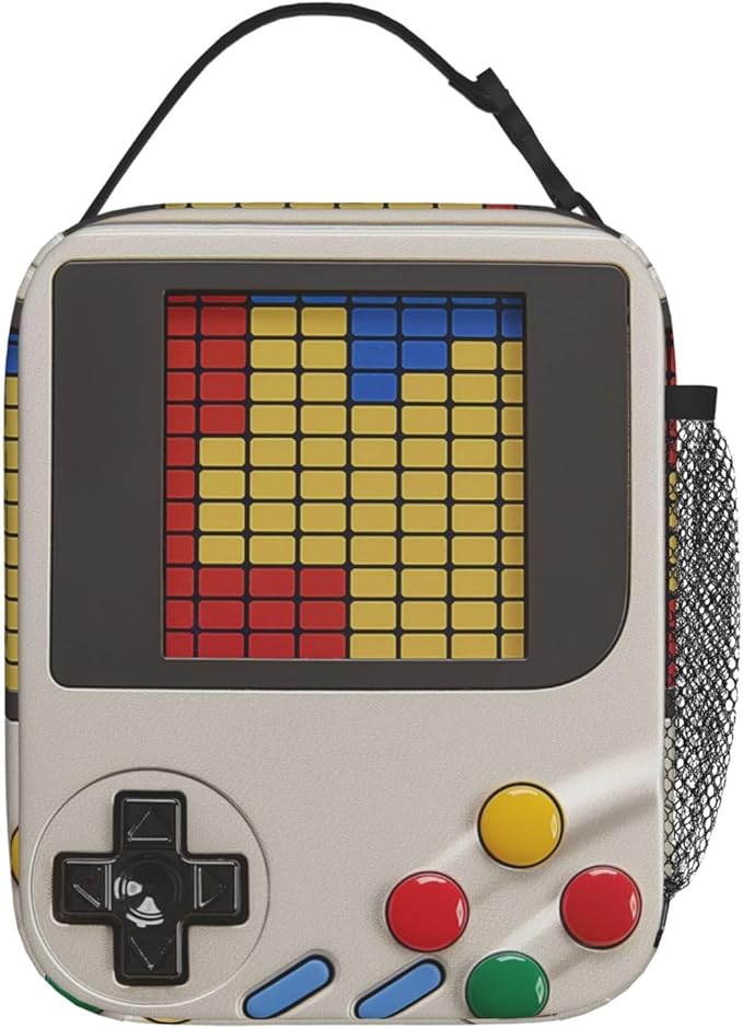 Insulated Lunch Box for Boys Girls Kids Video Game Lunch Box for Work,Picnic,School,Travel,Hiking,Beach or Fishing Polyester Video Game Theme Lunch Bag