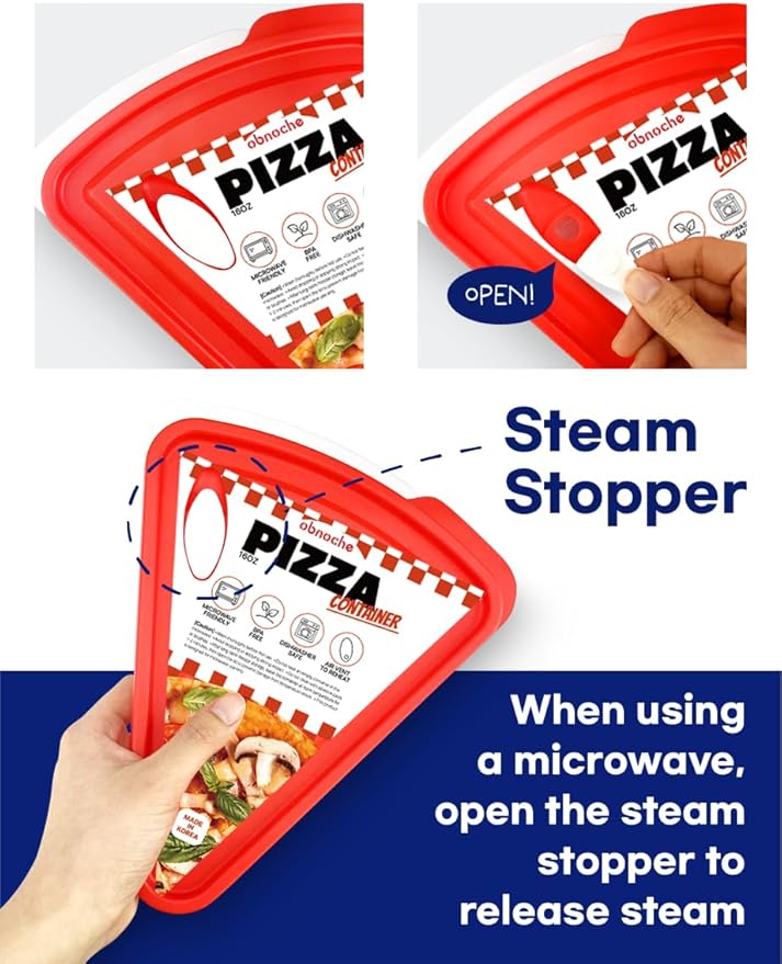 Pizza Slice Container, Tray and Saver, BPA Free 4 Pack No more soggy pizza! Keep it fresh and crispy with our airtight pizza storage container
