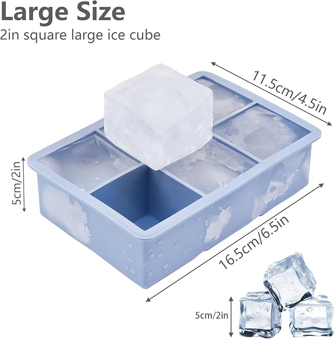 Ice Cube Tray, 3 Pack Silicone Ice Cube Molds with Removable Lid, Easy Release & Reusable Large Square Freezer Trays for Whiskey, Cocktail, Drinks, Coffee, Juice (Blue Pink Green)