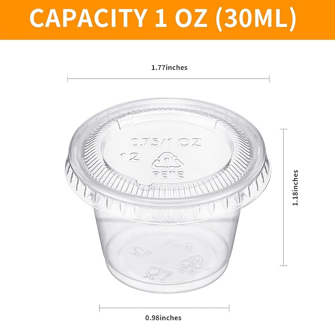 Macarrie 2000 Pieces 1 oz Containers with Lids 1 oz Portion Cups Disposable Souffle Cups Sauce Cups Salad Dressing Container Plastic Food Cups for Restaurant Picnic Birthday Wedding Dinner Party