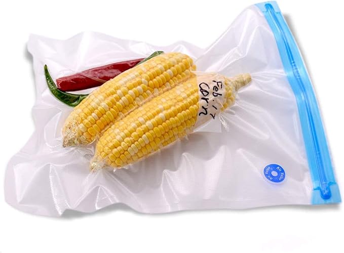 FOYO Gallon Size Vacuum Zipper Bags, Vacuum Food Sealer Bags Food Storage Reusable Bags with Double-layer Zippers Designed, BPA free, Set of 18