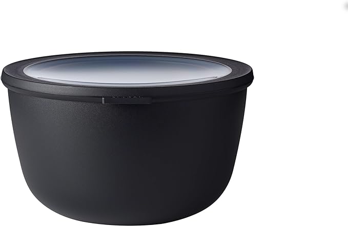 Mepal Cirqula 101oz/3,000ml Multi Food Storage & Serving Bowl with Transparent Lids | Perfect for Food Prep | Microwave & Dishwasher Safe | Nordic Black | Made in Holland