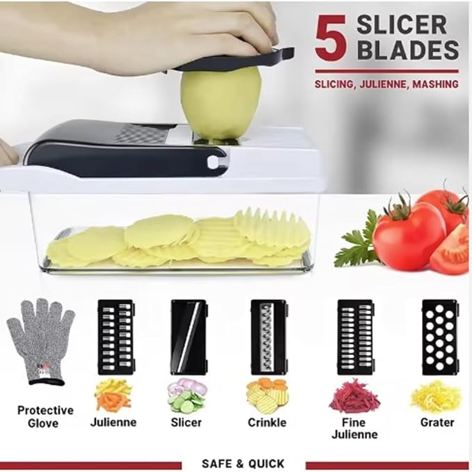 26 in 1 Ultimate Vegetable Chopper – Multi-Function Vegetable Slicer for Slice, Dice, Chop, Grate and Spiralize - Hand Kitchen Slicer for Food and Salad - Time-Saving Kitchen Essential