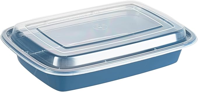 Restaurantware Asporto 28 Ounce Take Out Containers, 100 Food Containers With Lids - Microwavable, Disposable, Midnight Blue Plastic To Go Food Containers, No BPA, For Take Out And Delivery