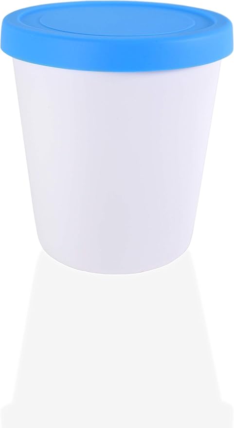 LIN Ice Cream Containers 4-Pack - 1Quart Reusable Round Storage Tubs for Homemade Ice Cream & Frozen Treats, Silicone Lids - Non-BPA Plastic - Dishwasher-Safe - No Freezer Burn