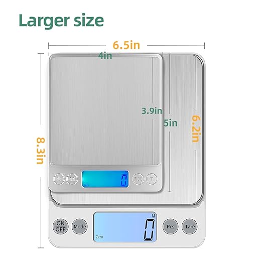 Upgraded Larger Size Digital Food Scale Weight Grams and OZ, 10kg/1g Kitchen Scale for Cooking Baking, High Precision Electronic Scale with LCD Display