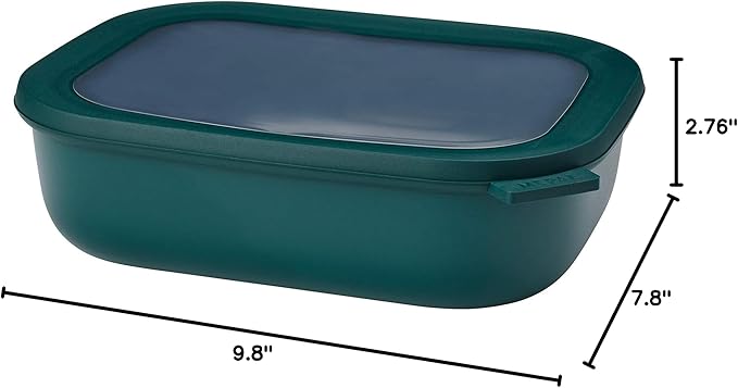 Mepal Cirqula 2000ml / 68oz Circular Rectangular Multi Food Storage & Serving Container with Transparent Lids | Perfect for Food Prep | Microwave & Dishwasher Safe | Nordic Pine | Made in Holland
