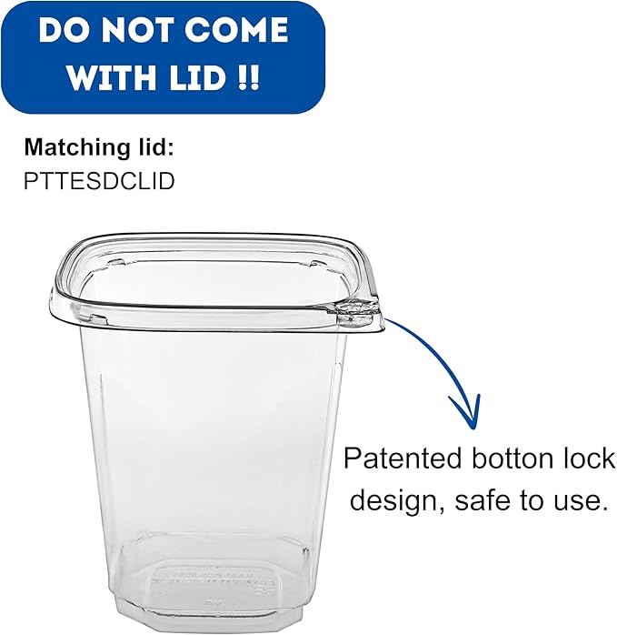 32 oz Tamper Evident Square Deli Container - Lids Sold Separately - for Accessories, Lego, Candy, Cookie, Dessert, Snack, Fruit, togo box (Case of 500)