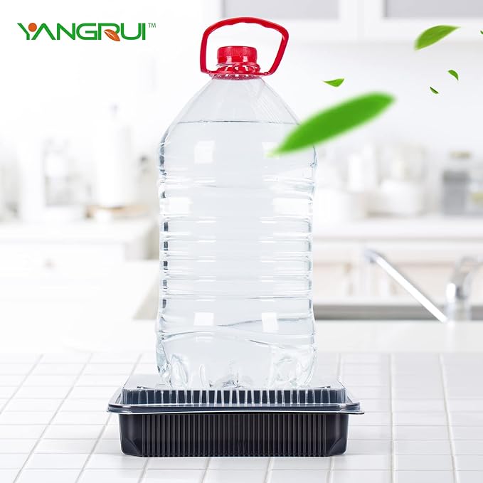 YANGRUI To Go Containers, 40 Pack (40 Trays + 40 Lids) 48oz 1 Compartment BPA Free Reusable Take Out Box Shrink Wrap Machine Washable Meal Prep Container