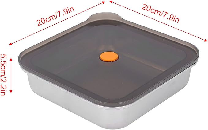Metal Food Container, Stainless Steel Food Storage Container Leak Proof Sinking Lid for Restaurant (1200ml)
