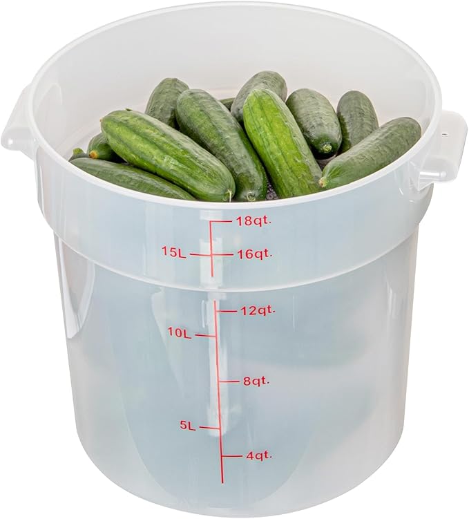 Restaurantware-Met Lux 18 Quart Food Storage Containers, 10 Translucent Storage Containers - Lids Sold Separately, Red Volume Markers, Dishwashable Containers, Side Handles, For Storing Foods