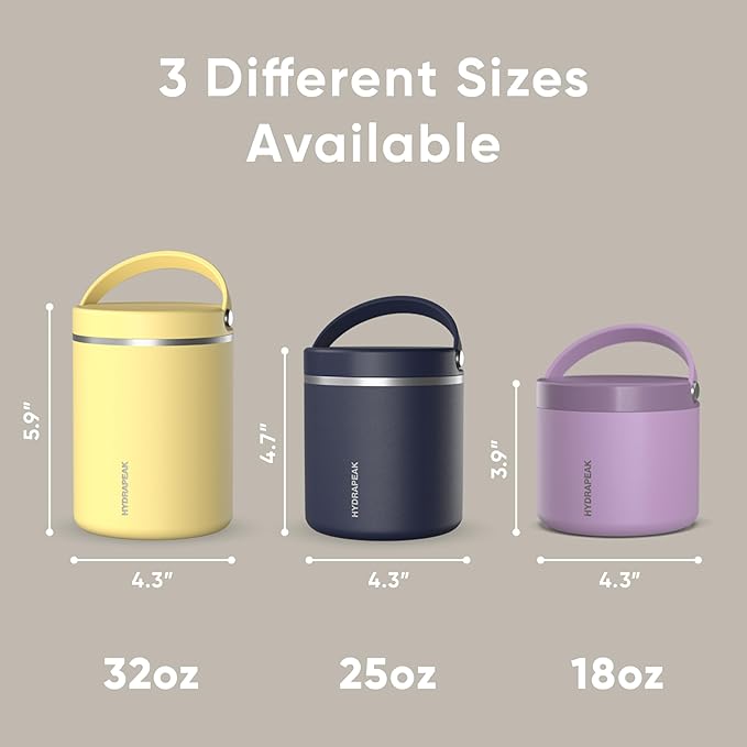 Hydrapeak 25oz Stainless Steel Vacuum Insulated Thermos Food Jar | Kids Thermos for Hot Food and Cold Food, Wide Mouth Leak-Proof Soup Thermos for Adults, 10 Hours Hot and 16 Hours Cold (Stone)