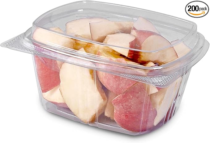 16oz Tall Dome RPET Clear Hinged Lid Deli Container- 200Pcs
