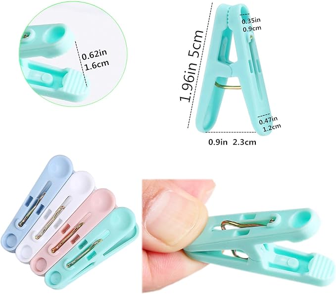 Plastic Clothes Pins Laundry Clips,56Pcs Colorful Clothespins,2 inch Small Clothes Pin with Clothespin Bag,Clothespins for Hanging Clothes,4 Colors Cloths Pins Drying Line Pegs for Kitchen