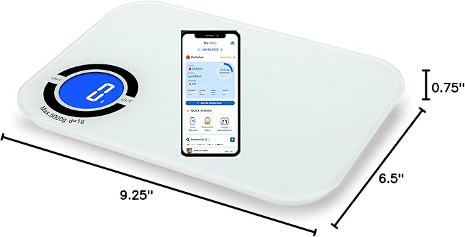NextLevelFit Smart Kitchen Scale- Digital Weight Grams and Oz Food Scale with Nutritional Calculator for Weight Loss, Accurately Track Calories & Macros with Bluetooth Fitness App (White).