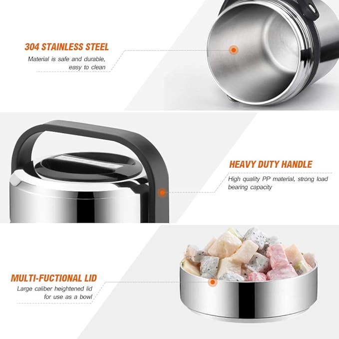 Soup Thermos for Adults, 3 Layered 88oz Food Thermos Jar for Hot Food, Large Wide Mouth Vacuum Insulated Stainless Steel Thermal Lunch Box Container Flask, Men Bento Box for Work Office Travel