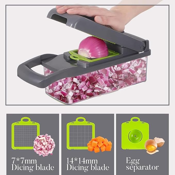Vegetable Chopper, Vegetable Cutter, Onion Mandolin Slicer,16 in 1 Kitchen Food Slicer, Dicer Cutter, Vegetable Slicer, Vegetable cutter, Food chopper with container, Food dicer, Kitchen chopper