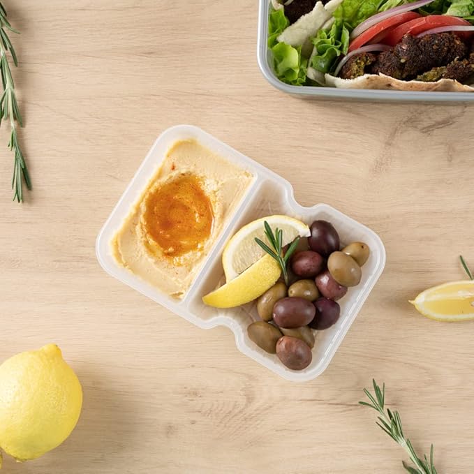 Restaurantware TRAYS ONLY: Futura 10 Ounce Trays For Meal Prep Containers 100 Microwavable Trays For 32 Or 37 Ounce Containers - Containers Sold Separately 2 Compartments White Plastic Food Trays