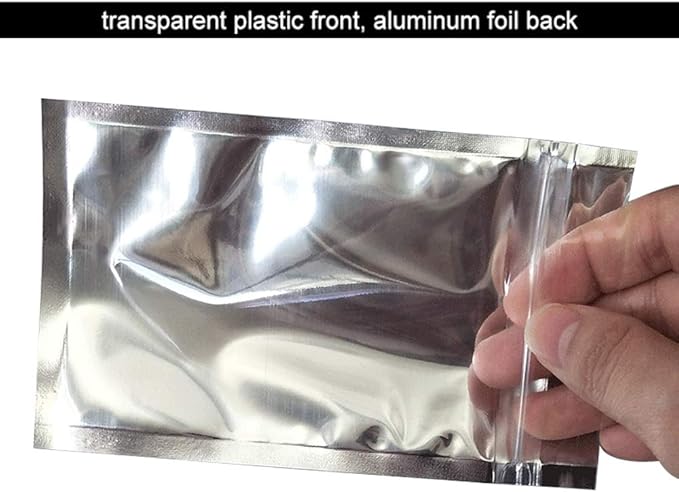 100 Pack Mylar Bags - 4x6 Inch Packing Pouch Bags Resealable Clear Zip Lock Food Storage Bags, Food Safe Plastic Aluminum Material - Silver
