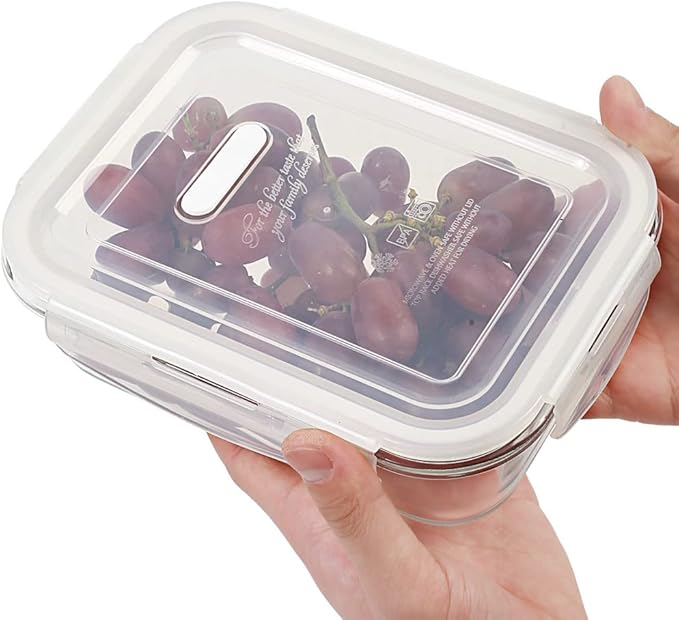 DAS TRUST [5-Packs, 36 Oz. Glass Meal Prep Containers with Locking Lids Glass Food Containers,Airtight Lunch Container,Microwave, Oven, Freezer and Dishwasher (4.5 Cup, Clear)