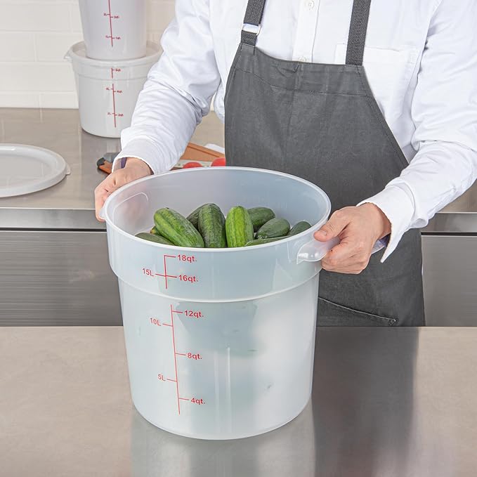 Restaurantware-Met Lux 18 Quart Food Storage Container, 1 Translucent Storage Container - Lids Sold Separately, Red Volume Markers, Dishwashable Container, Side Handles, For Storing Foods