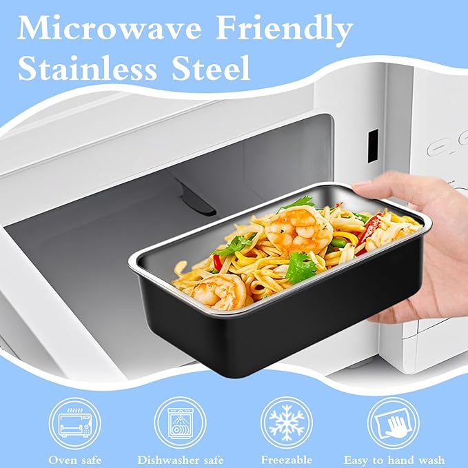 Stainless Steel Bento Lunch Box for Adult, 42oz Leak-Proof Lunch Box Containers, Microwave-Safe, with Adjustable Divider, Convenient Metal Lunchbox for Work, Travel