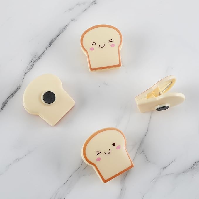 COOK WITH COLOR Cute Bag Clips - Funny Snack Clips, Magnetic Chip Clips for Bags - Kitchen and Food Bag Clips for Airtight Seal for Food Storage, Toast, Pack of 8