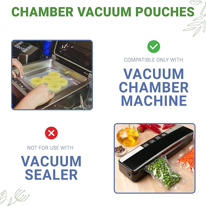 1,000 pcs Clear 6" x 10" Pint, 3 mil Chamber Machine Pouches, Pre-Cut Chamber Vacuum Sealer Bags, Heavy Duty Seal Pouch, BPA-Free Chamber Sealer Bags with Tear Notch