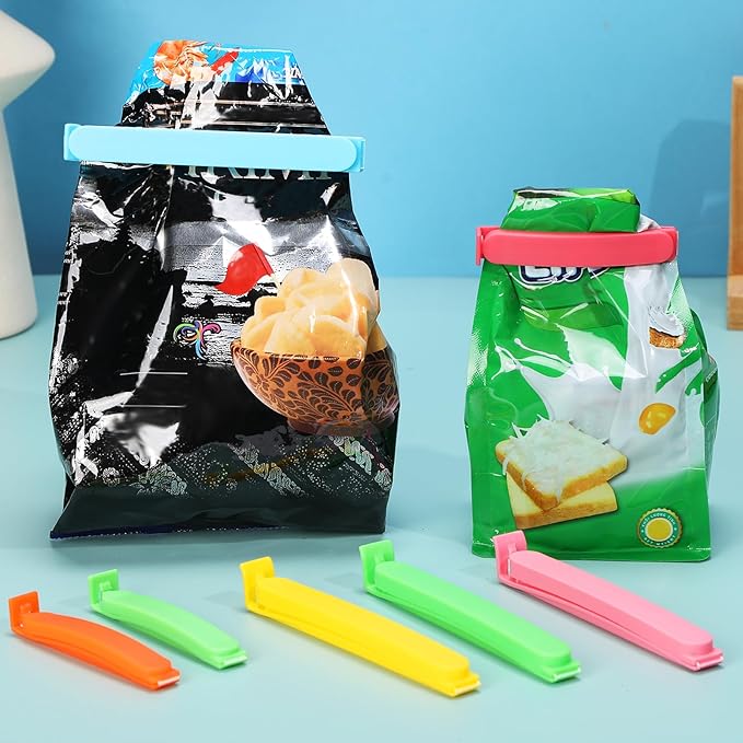 60 PCS 4 Sizes Chip Clips - Plastic Food Bag Storage Clips Bread Clamp Sealer for Home Kitchen Food Fresh Keeping (6.3 in, 5 in, 3.5 in, 2.3 in)