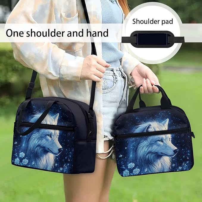 Showudesigns Wolf Lunch Bag for Boys 8-12 12-16 Insulated Lunch Box Teen Girls Lightweight Lunch Containers for School Work Office Shopping Travel Cooler Tote Bags School Supplies