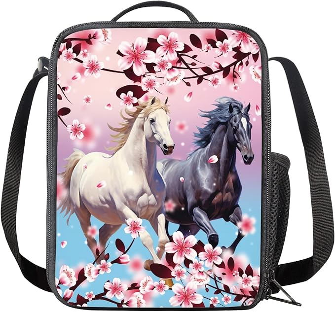 Dolyues Horse Backpack for Boys Girls Backpack Schoolbag for Kids Children Teens Elementary Middle School Bags Waterproof Lightweight Kids Lunch Box and Pencil Case
