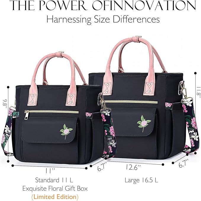 Deluxe Large Insulated Lunch Bag Box Women - Leakproof Waterproof Cooler with Multi Pockets Removable Strap for Work Picnic - Teacher Mothers Day Christmas Birthday Gifts