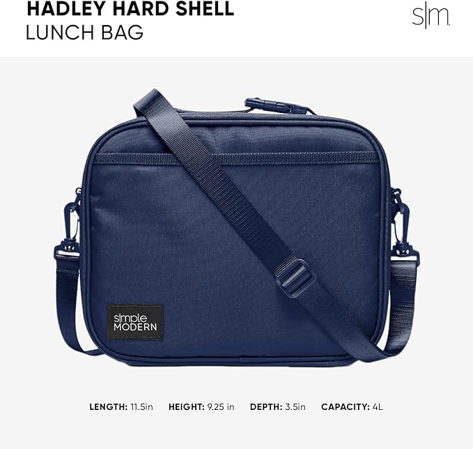 Simple Modern Hadley with Shoulder Strap | Lunch Box for Kids, Teens, and Adults | Insulated Bag for Girls, Boys, Women, Men | Meal Containers with Exterior and Interior Pockets | Navy