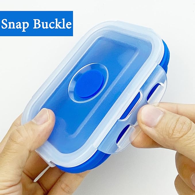 Camping Travel Collapsible Food Storage Container with Lids, Stackable Silicone Storage Containers Meal Prep Containers with Ideal Portion 350ml-540ml-800ml, Microwave Safe,3Piece