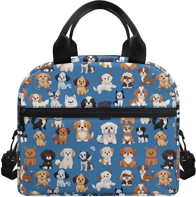 Showudesigns Puppy Dog Lunch Bag for Girls 6-8 8-10 Kids Lunch Box Cute Insulated Lunch Containers with Shoulder Strap Travel Bag Picnic Bags Back to School Office Lunch Tote Kit