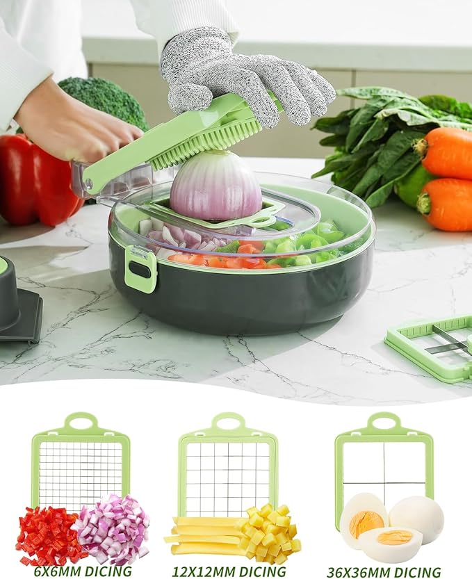 Vegetable Chopper Slicer Pro Mandoline Veggie Slicer Multi All in 1 Food Chooper with Container Onion Chopper, Kitchen Vegetable Slicer Dicer Cutter Egg Separator Kitchen Gadgets