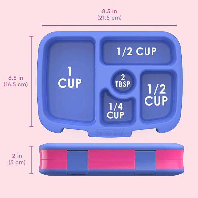 Bentgo Kids Bento-Style 5-Compartment Leak-Proof Lunch Box - Ideal Portion Sizes for Ages 3 to 7 - Durable, Drop-Proof, Dishwasher Safe, BPA-Free, & Made with Food-Safe Materials (Fuchsia)