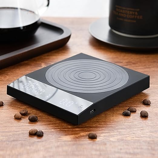 2kg/0.1g Precision Coffee Scale, Rechargeable Mini Espresso Scale with Timer, Portable Digital Kitchen Scale, Food Scale with Auto Timer (Black)
