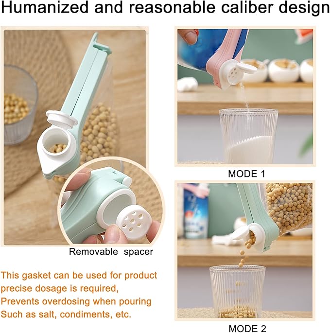 4pcs Bag Spout Clip,for Food,Snack Sealing Clips with Pour Spouts,Kitchen Chip Bag with Adhesive Hooks, for Cereal Kitchen Food Storage Organizer Kit-4 Color
